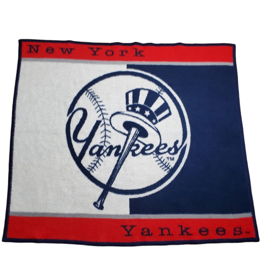 New York Yankees Tophat Baseball MLB Blanket Throw Made in USA Vintage Logo